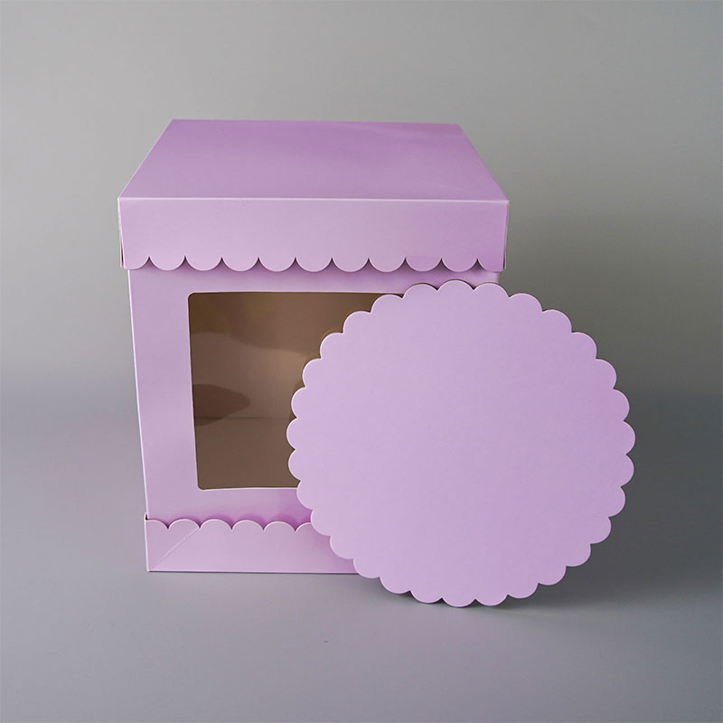 Factory wholesale Bakery Packaging Suppliers - Square Scalloped Tall Cake Box Purple | SunShine – Sunshine