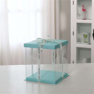 Caixa de pastís de regal transparent amb embalatge de transport amb tapa blava |Sol