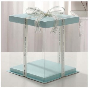 Transparentná darčeková krabička na tortu s modrým vekom prepravné balenie |Slnečný svit