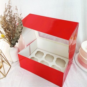 Кутия за кексчета с прозрачни прозорци 6 дупки Евтина цена по поръчка |Слънчева светлина