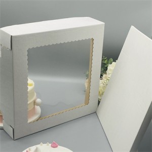 12X12X6 škatuľka na tortu s oknom Biela baliaca škatuľa Dodávateľ |Slnečný svit