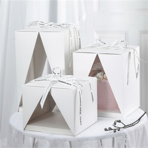 Cake Display Box With Ribbons White Square Factory | Sunshine