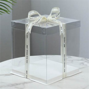 Caja de pastel de 8 pulgadas Caja de regalo de cumpleaños transparente Diseño transparente |Brillo Solar