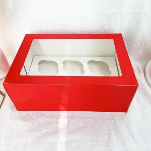 Cupcake Box Pẹlu Clear Windows 6 Iho poku Price Custom |Oorun