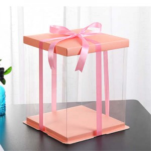Square Pink Pet Transparent ncuav mog qab zib Box Bakery Manufacturers |Hnub ci