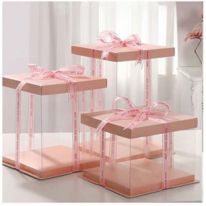 Square Pink Pet Transparent Cake Box Bakery Manufacturers | Sunshine