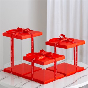 Red Transparent Square Cake Box High Quality Wholesale | Sunshine