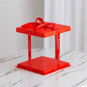 Caja de pastel cuadrada transparente roja de alta calidad al por mayor |Brillo Solar