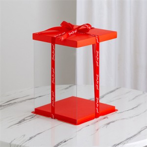 Червена прозрачна квадратна кутия за торта с високо качество на едро |Слънчева светлина