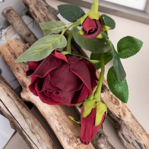 MW03334 Prachtige bruiloftsdecoratie Natural Rose kunstbloem Long Stem Velvet Spray te koop