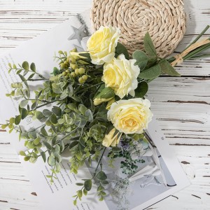 DY1-2300 ramo de flores de tallo de rosas largas artificiales para decoración de bodas en casa