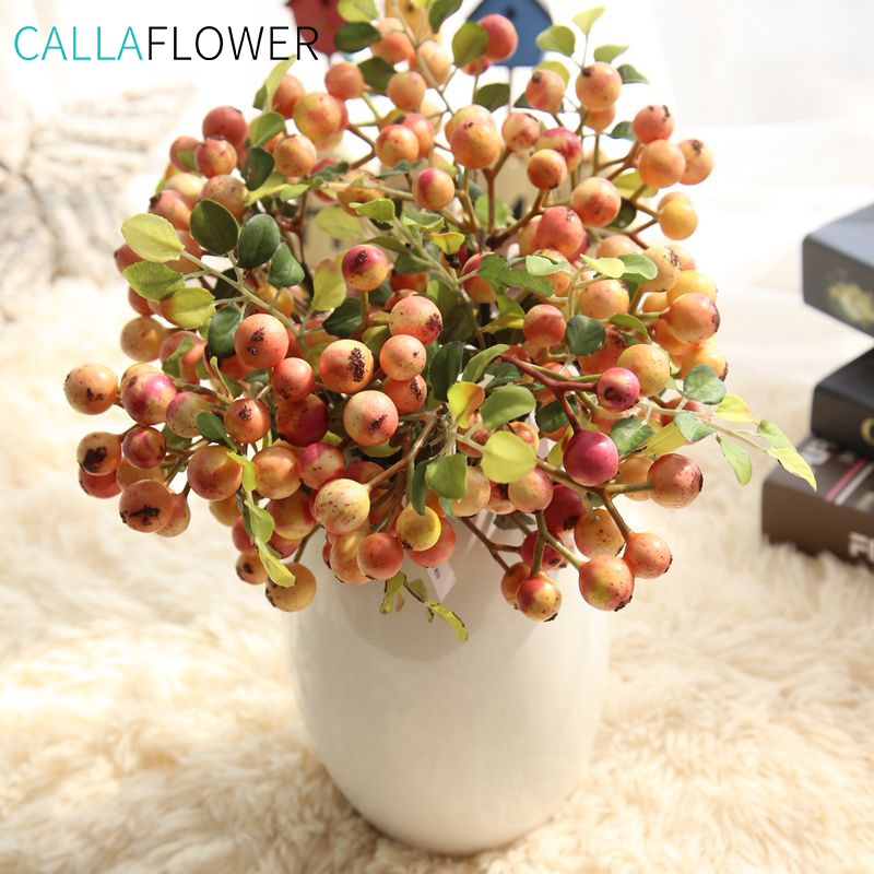 GF12122-1 Christmas Berries Craft Artificial Orange Berry Branch/Picks For Decoration