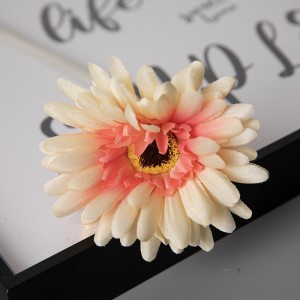 GF10004 Flor artificial de tallo longo de flor de gerbera simulada de seda
