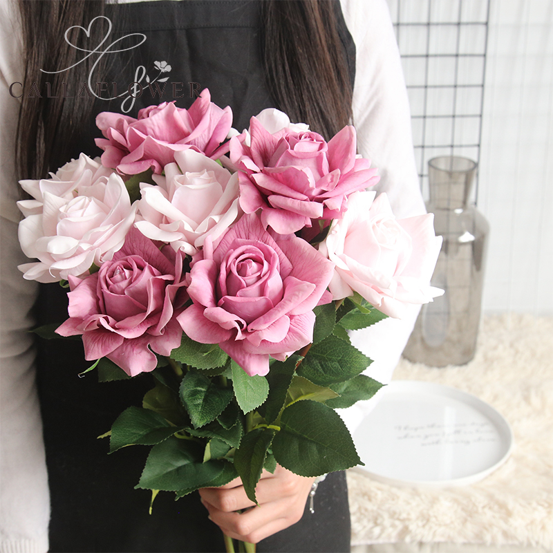 MW59995 Flores Artificiais Real Touch Rose Haste Para Festa de Casamento Decoração de Casa