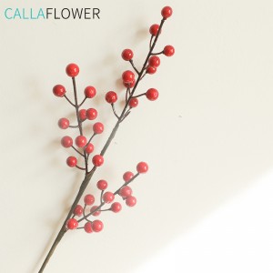 MW36893 Christmas Red Decorative Berry Artificial Long Stem Foam Berries Picks For Home Decoration
