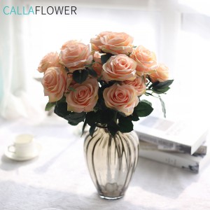 MW23313 Fake Flower Partihandel Siden Rose Blommor Bukett Dekorativ konstgjord blomma