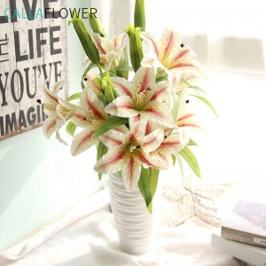 MW31579 Real Touch 3 Heads Lily Of Valley Teigr Pasg Artiffisial Lili Blodau