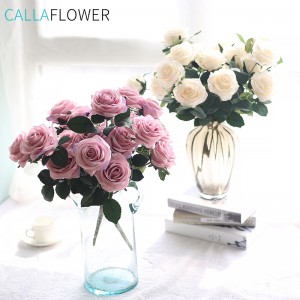 MW23313 Fake Flower Partihandel Siden Rose Blommor Bukett Dekorativ konstgjord blomma