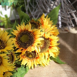MW22101 Cheap Wholesale Big Head Yellow/Orange Giant Artificial Sunflowers Bouquet/Bundle