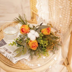 Yc1043 buquê artificial de rosas, buquê de algodão para decoração de casamento, buquê de noiva