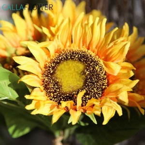 MW22101 Cheap Wholesale Big Head Yellow / Orange Giant Artificial Sunflowers Bouquet / Bundle