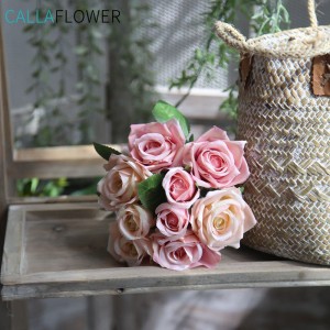 GF12504 keunstmjittige blom fabryk rose bouquet wedding decoration flower breid makke yn Sina