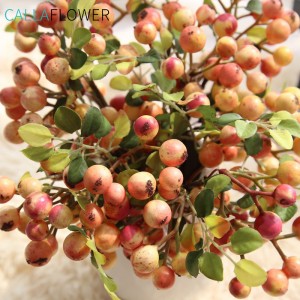 GF12122-1 Nativitatis Berries Craft Artificial Orange Berry germen / Picks For Decoration