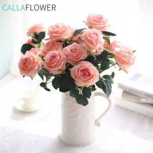 MW23313 Фалшиви цветя на едро Копринени розови цветя Букет Декоративно изкуствено цвете