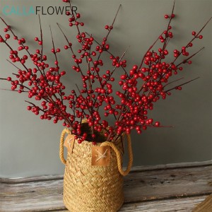 MW09924 Berry Branches Vase Red Artipisyal na Berry Stems 62 cm Para sa Christmas Decor