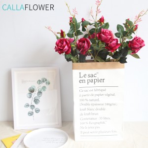 MW03333 3 Heads Artificial Silk Rose Flower Branch Para sa Home Office Wedding Dekorasyon