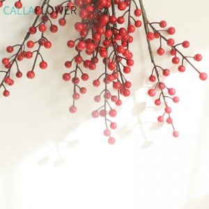 MW36893 Christmas Red Decorative Berry Artificial Long Stem Foam Berries Picks For Home Decoration