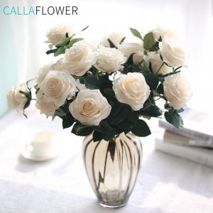 MW23313 ดอกไม้ปลอมขายส่งผ้าไหมกุหลาบช่อดอกไม้ดอกไม้ประดิษฐ์ตกแต่ง
