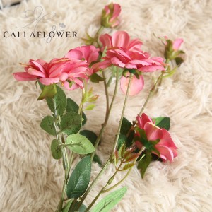 MW15188 سستا مصنوعي پلاسٽڪ گل سنگل گلاب ميڪس رنگ ڳاڙهي گلاب گل