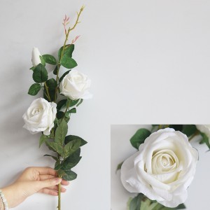MW03333 3 hoder kunstig silke rose blomstergren for hjemmekontor bryllup dekorasjon