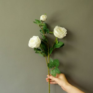 YC1046 Handmeade طرح عمده گل رز با یک شاخه و دو سر تزئین گل مصنوعی