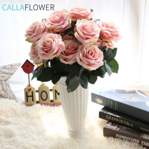 MW23313 Fake Flower Մեծածախ վաճառք Silk Rose Flowers Bouquet Decorative Artificial Flower
