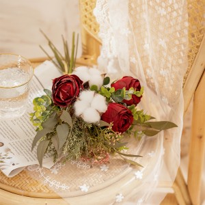 YC1043 Karšta didmeninė dirbtinė rožių puokštė medvilnės puokštė vestuvių dekoravimui nuotakos puokštė