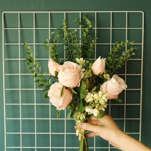 YC1053 Buqeta me lule artificiale me cilësi të lartë për dasma Buqetë me trëndafila artificialë për dekorimin e tavolinës së shtëpisë