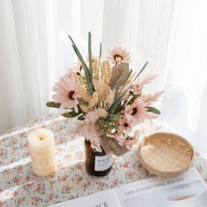 CF01357 Arreglo de flores artificiales de imitación de seda, crisantemos, Gerbera, salvia, Astilbe, ramo para decoración del hogar, oficina, comedor