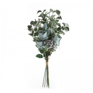 DY1-4556A Букет од вештачко цвеќе Роза грав еукалиптус Жешка продажба Декоративно цвеќе