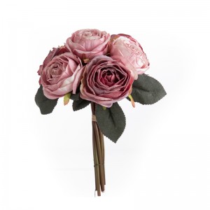 MW43800 Kënschtlech Blummen Bouquet Rose Hot Selling Seid Blummen Chrëschtdekoratioun Blummen Mauer Kuliss