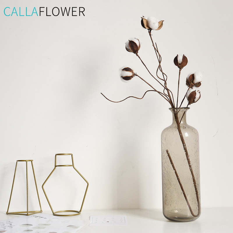 MW61188 medvilninis rutulinis stiebas, H75 cm, skirtas namų dekoravimui Naujos natūralios sausų gėlių dizaino medvilnės 6 galvutės, baltos dekoratyvinės gėlės ir vainikai CN;SHN