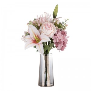 CF01088 ช่อดอกไม้ประดิษฐ์ลิลลี่โลตัสไฮเดรนเยียดอกเบญจมาศช่อดอกไม้เจ้าสาวดีไซน์ใหม่