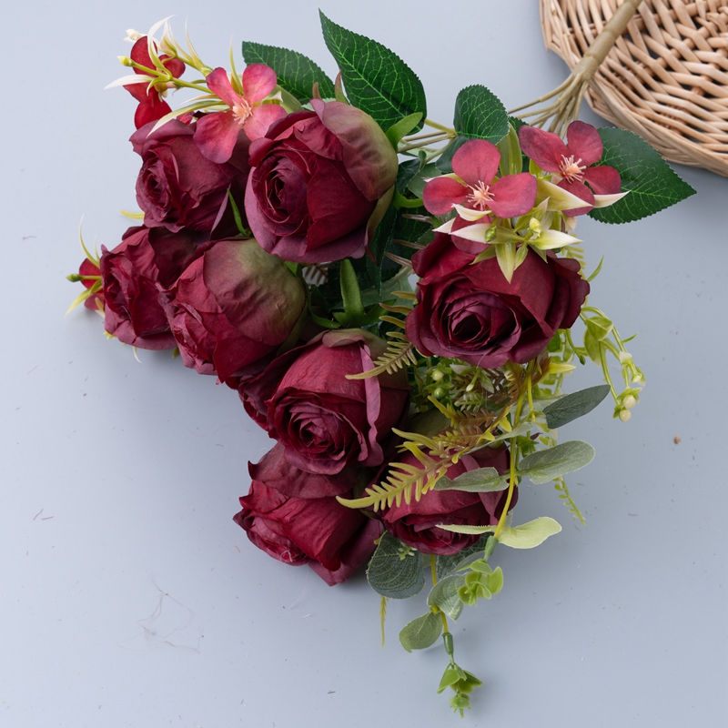 MW31503 Bouquet de fleurs artificielles roses centres de table de mariage réalistes