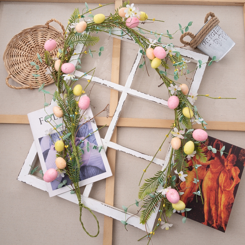 CL55514 Serie colgante Huevo de Pascua Venta al por mayor Decoración de fiesta Fondo de pared de flores