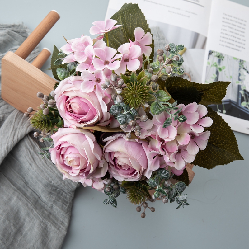 CL04508 Dirbtinių gėlių puokštė rožė Naujo dizaino vestuvių centrinės detalės