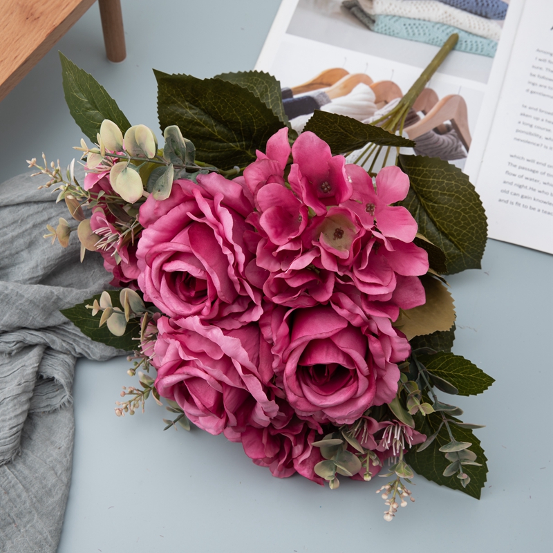 CL04510 Künstlicher Blumenstrauß Rose, beliebte Mittelstücke für Hochzeiten