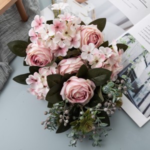 CL04516 Buquê de flores artificiais rosa peças centrais de casamento populares