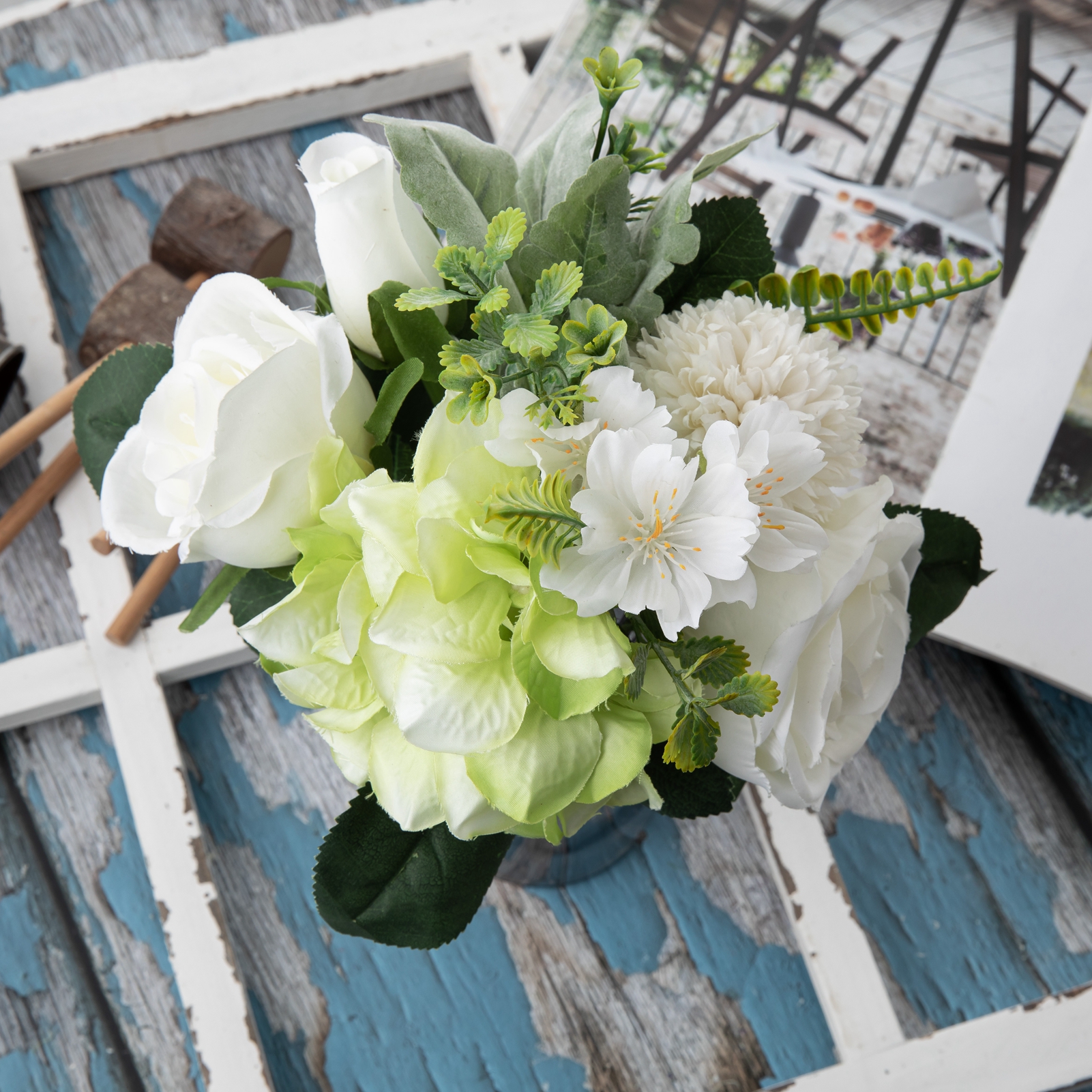 DY1-3258 Bouquet de fleurs artificielles hortensia fleurs en soie réalistes