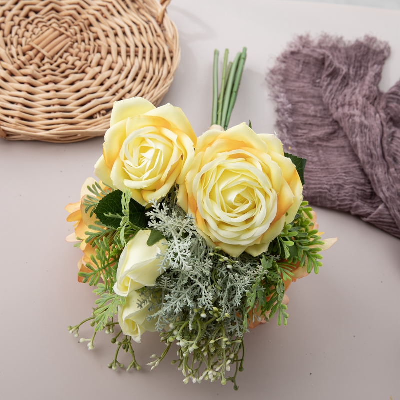 DY1-4048 Bouquet flè atifisyèl Rose Wholesale dekoratif flè